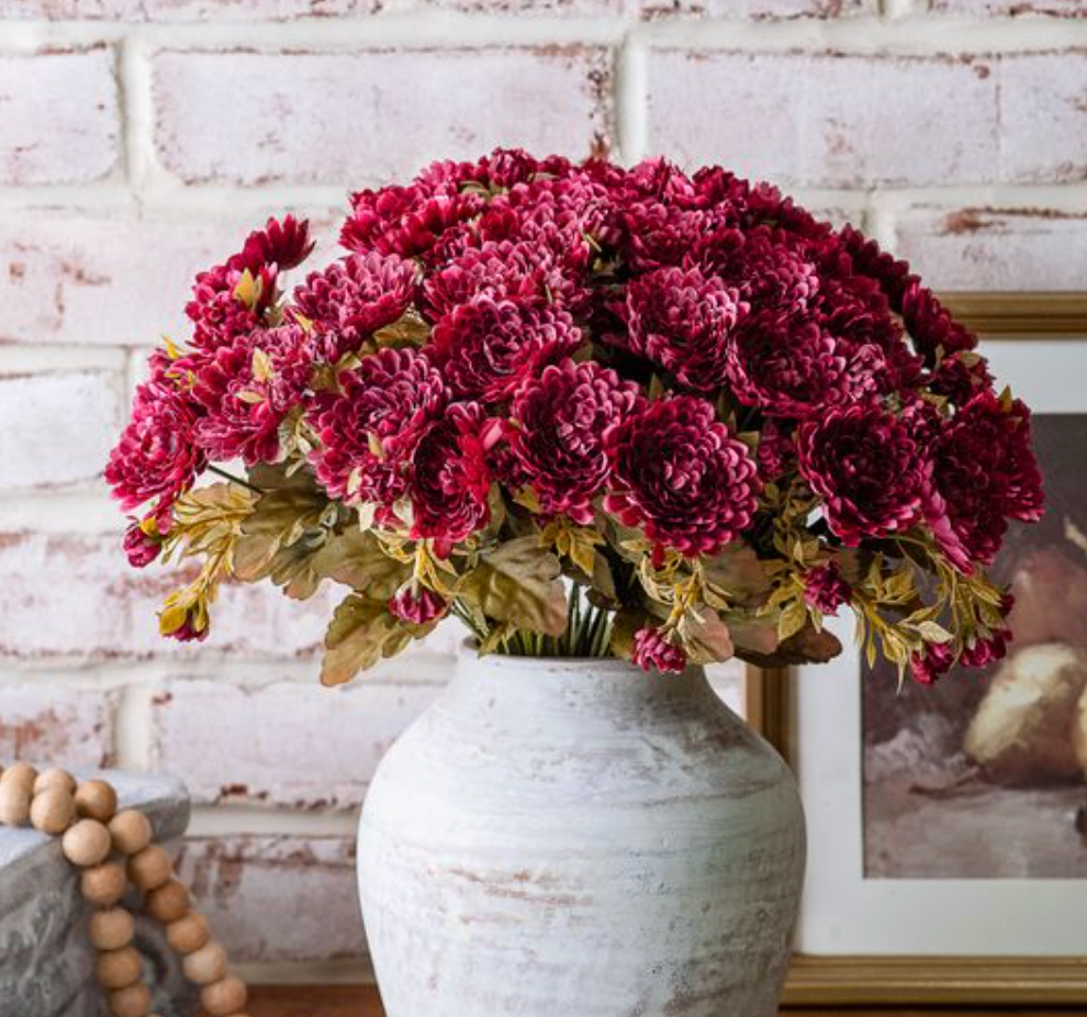 13" Burgundy Mum Branch